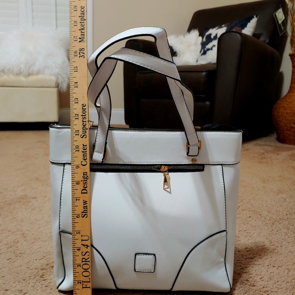 None Handbags - White bag with black piping NWOT